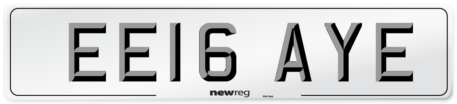 EE16 AYE Number Plate from New Reg